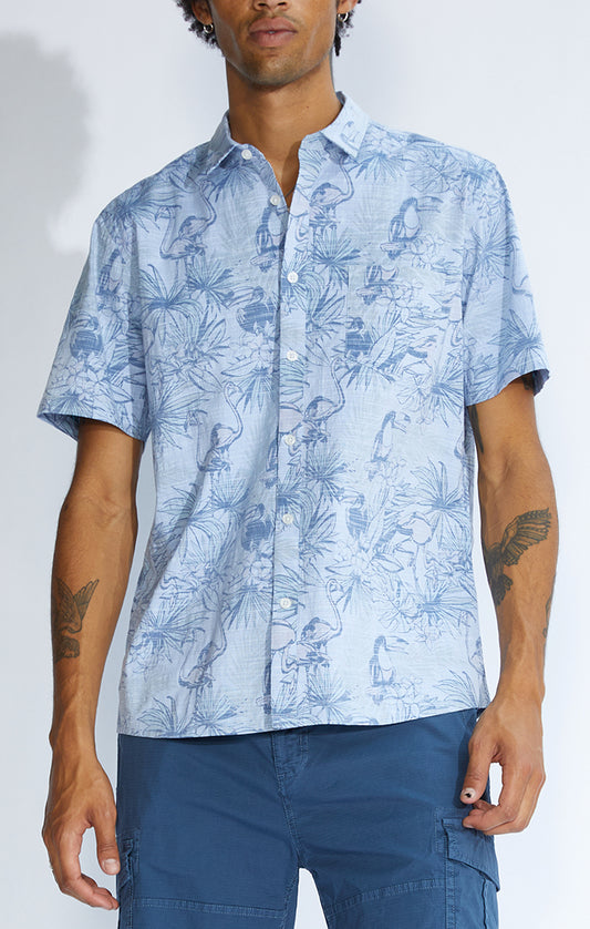 Martinique Reverse Printed Textured Slub Shirt