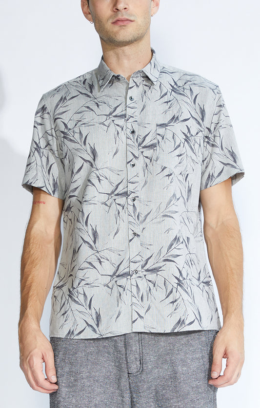 Serra Woven Shirt In Artist Leaf Print